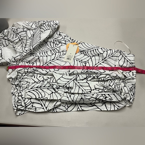 Sketch Palm Leaf Print Wrap Tie One Shoulder Top - Picture 15 of 16